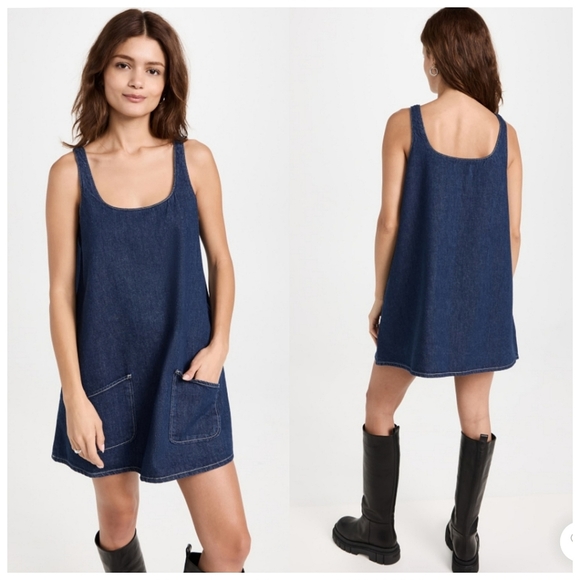 Triarchy Dresses & Skirts - Triarchy Ms. Perri A-Line Denim Dress In Dark Indigo Size Small Jean Mini Dress